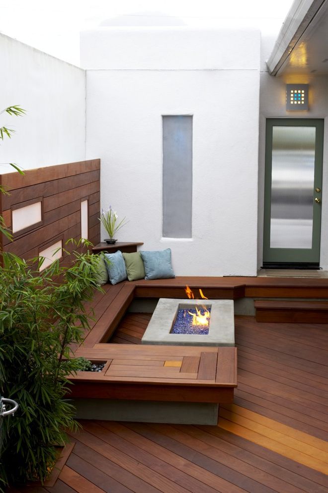 Gas Fire Pit with Modern Deck Decorative Pillow