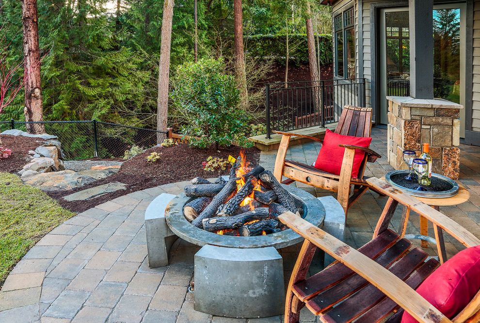 Gas Fire Pit with Rustic Patio Boulders
