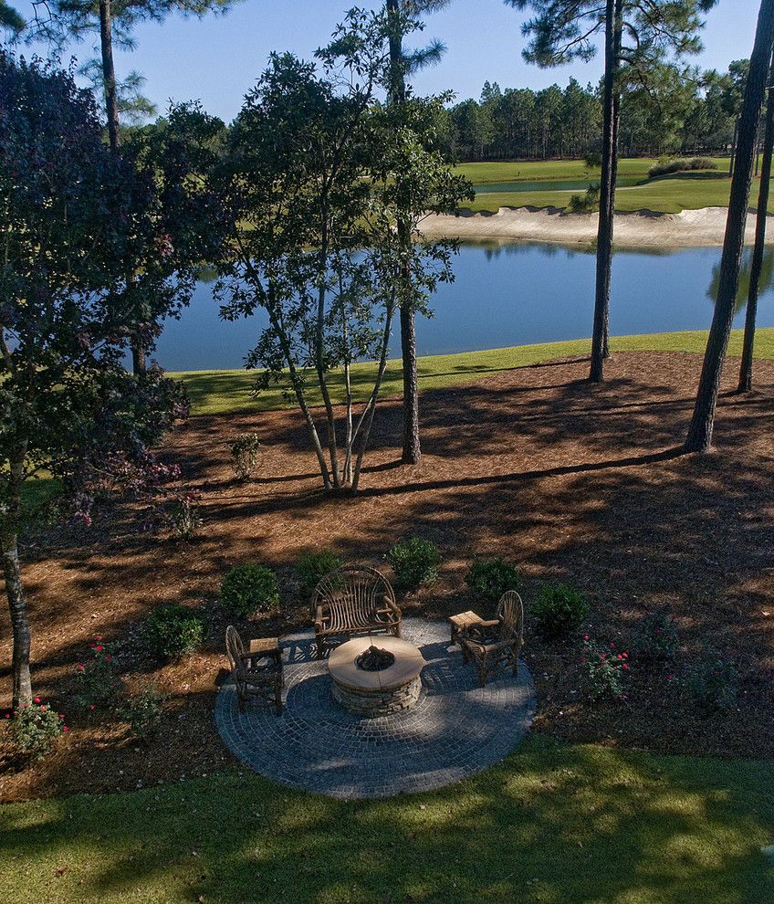 Gas Fire Pit with Traditional Landscape Lawn