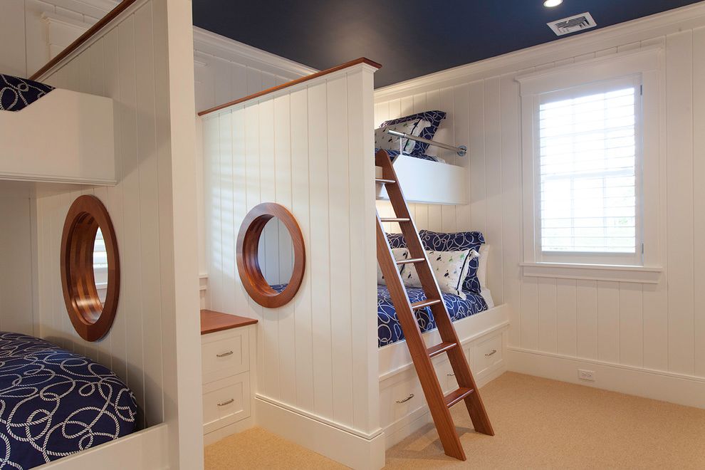 Havertys Bunk Beds with Beach Style Kids Blue Ceiling