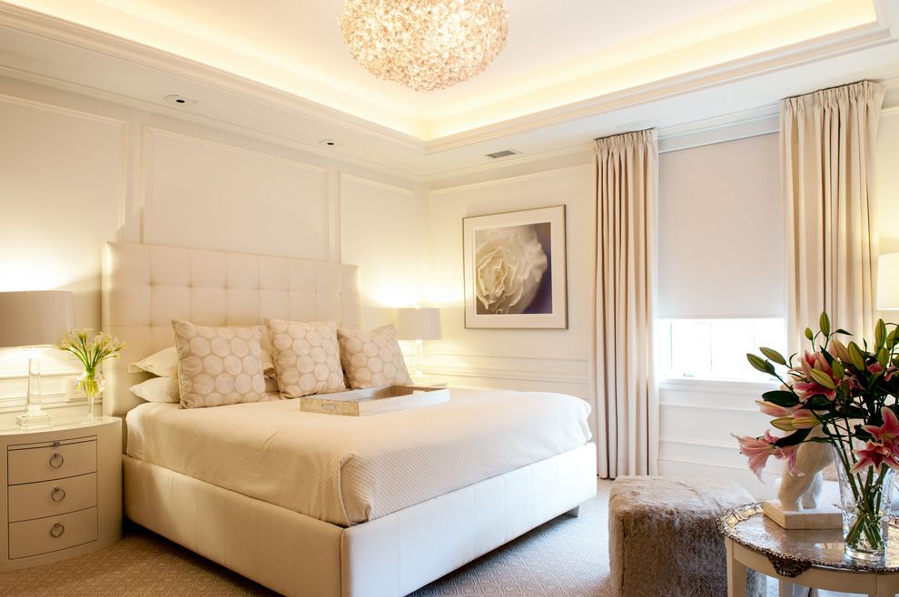 Inexpensive Chandeliers for Bedroom with Contemporary Bedroom Off White Window Treatment