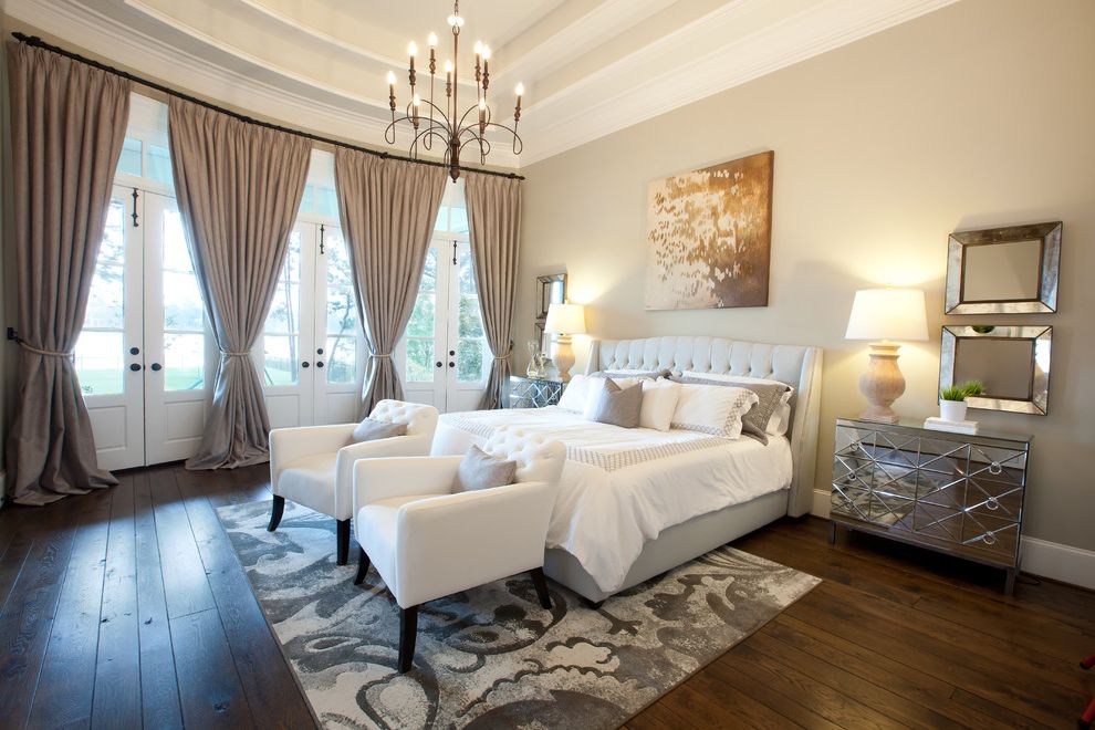 Inexpensive Chandeliers for Bedroom with Traditional Bedroom Beige Bed