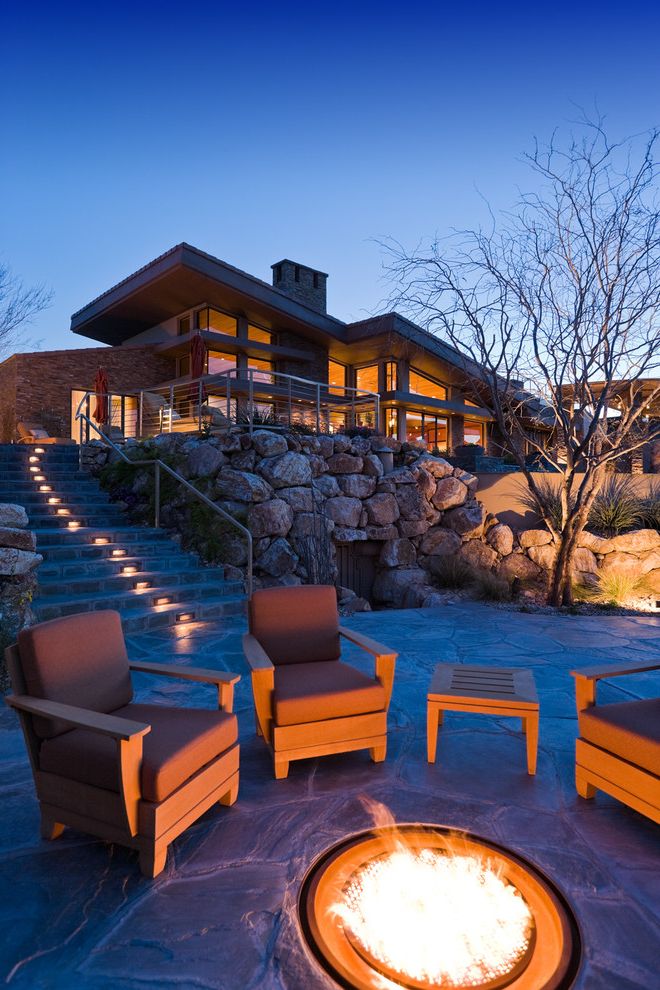 John Timberland Lighting with Contemporary Patio Fire Pit