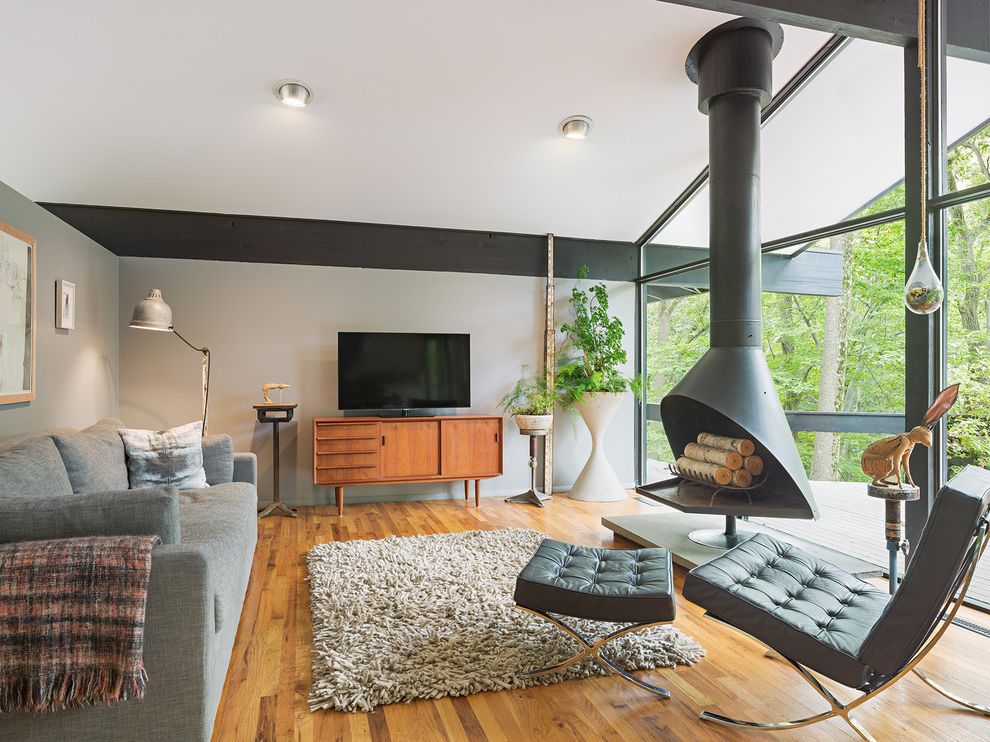 Joss and Main Tv Stands with Midcentury Living Room Glass Wall