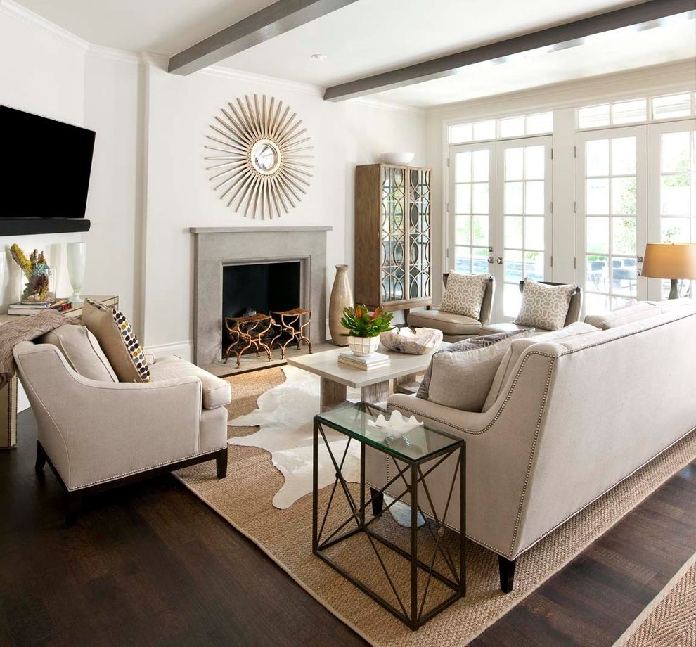 Joss and Main Tv Stands with Traditional Family Room Transom Windows