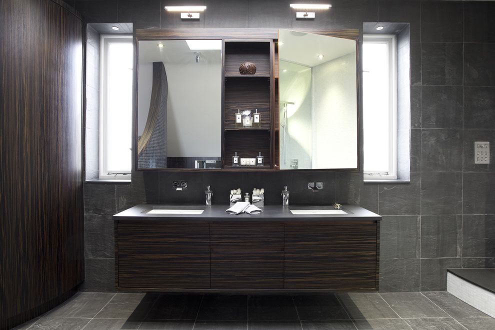 Lowes Vanity Mirrors with Contemporary Bathroom Grey