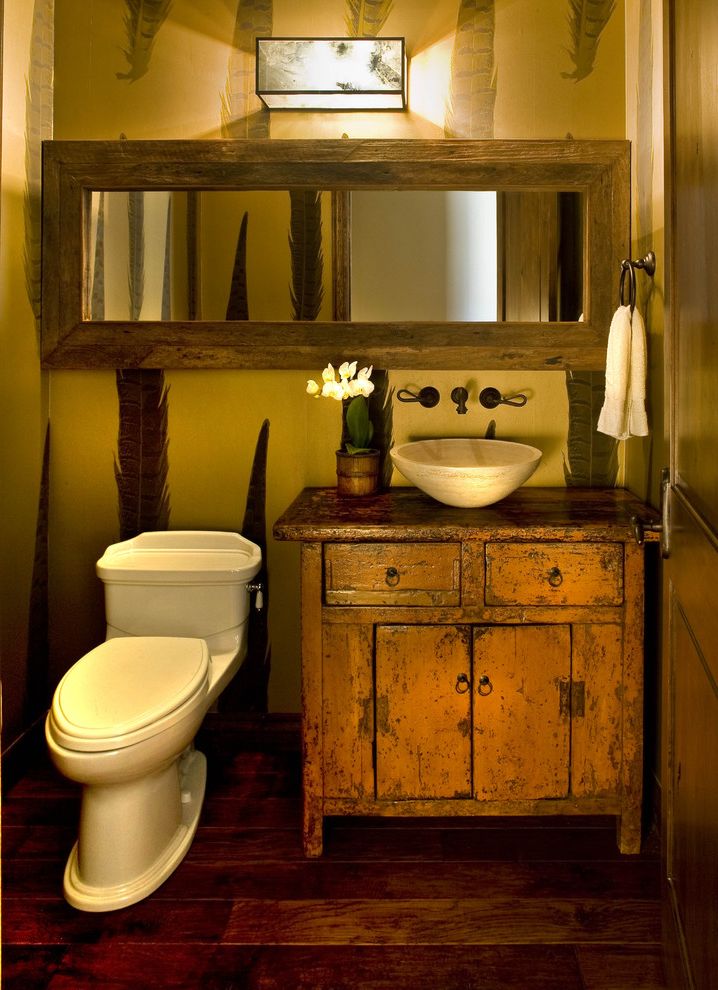 Lowes Vanity Mirrors with Rustic Powder Room Distressed Furniture