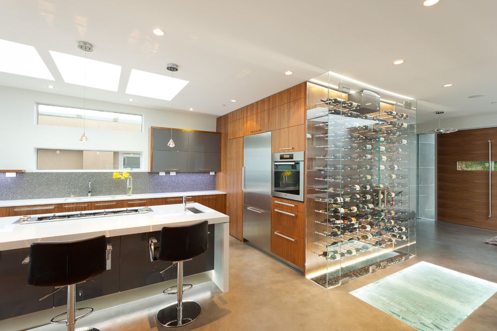 Lowes Wine Cooler with Contemporary Kitchen Cement Floors