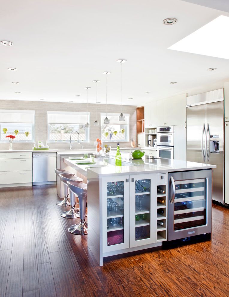 Lowes Wine Cooler with Contemporary Kitchen Staron