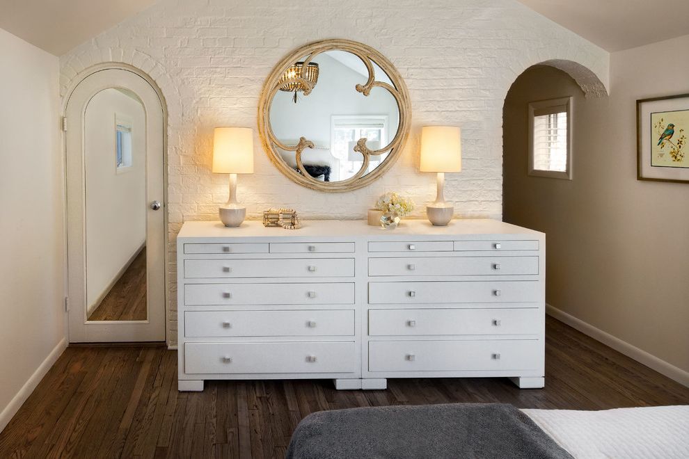 Mirrored Dresser Target with Transitional Bedroom Arched Entry
