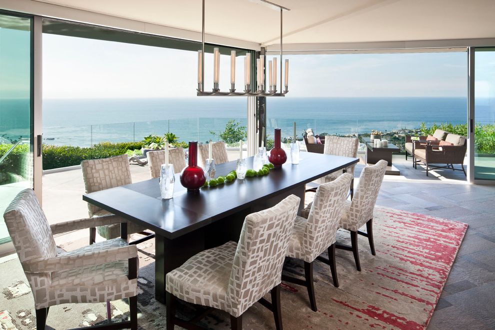Modern Design Deck Chairs with Contemporary Dining Room Modern Dining Room with a View