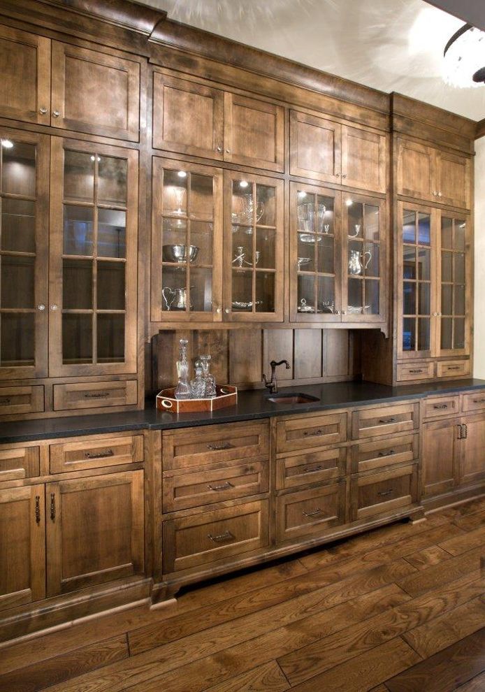Notre Dame Colors with Rustic Kitchen Glass Front Cabinets