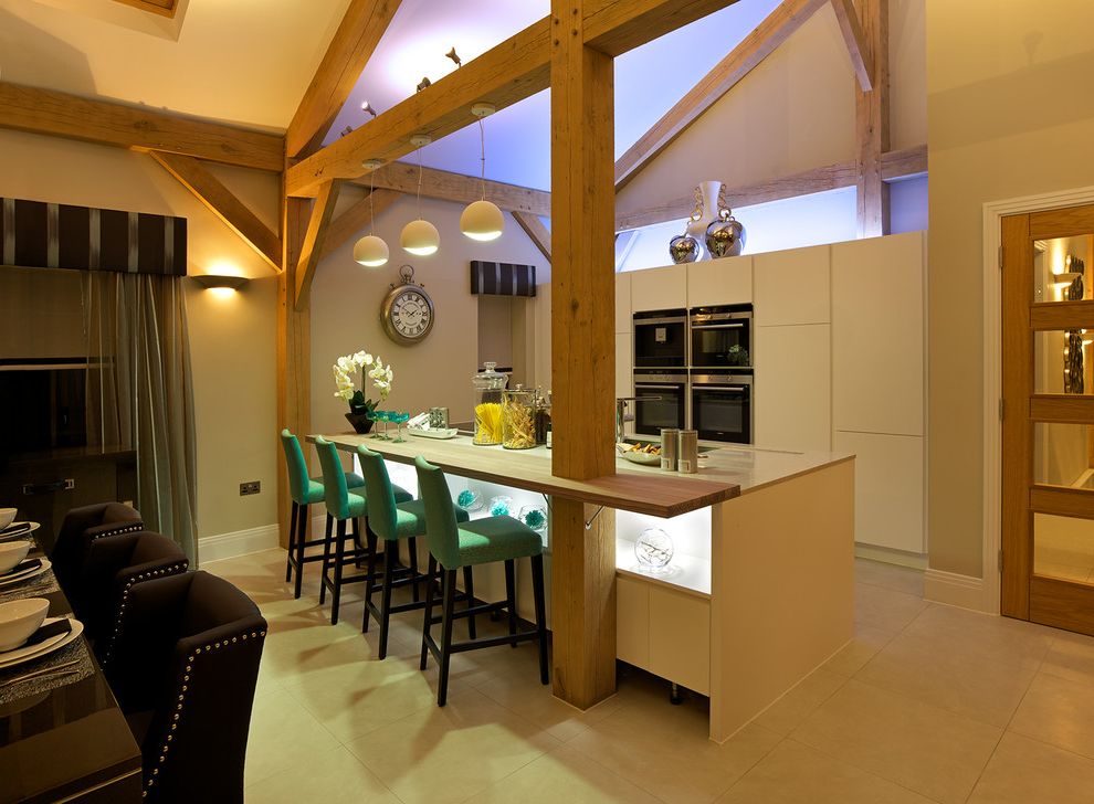 Oak Express Bar Stools with Contemporary Kitchen Sarratt
