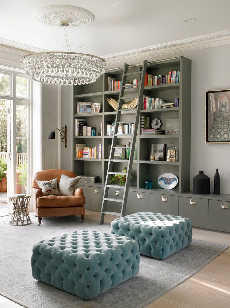 Ottoman with Shelf Underneath with Transitional Living Room Gray Rug