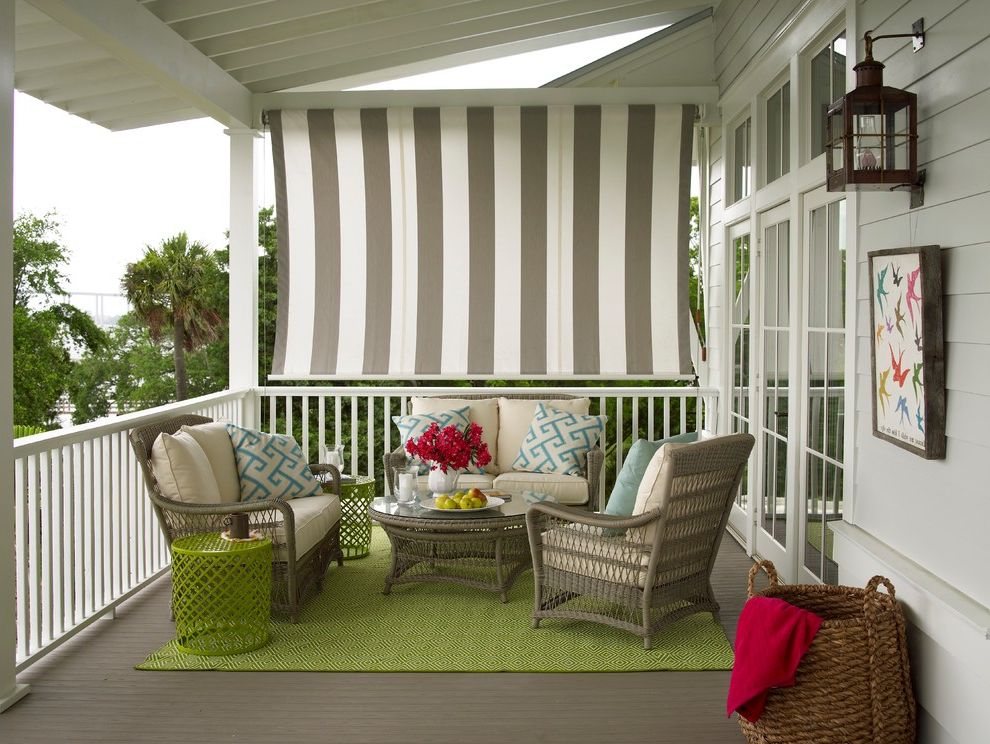 Outdoor Roll Up Shades Lowes with Transitional Porch Lime Green Accent Table