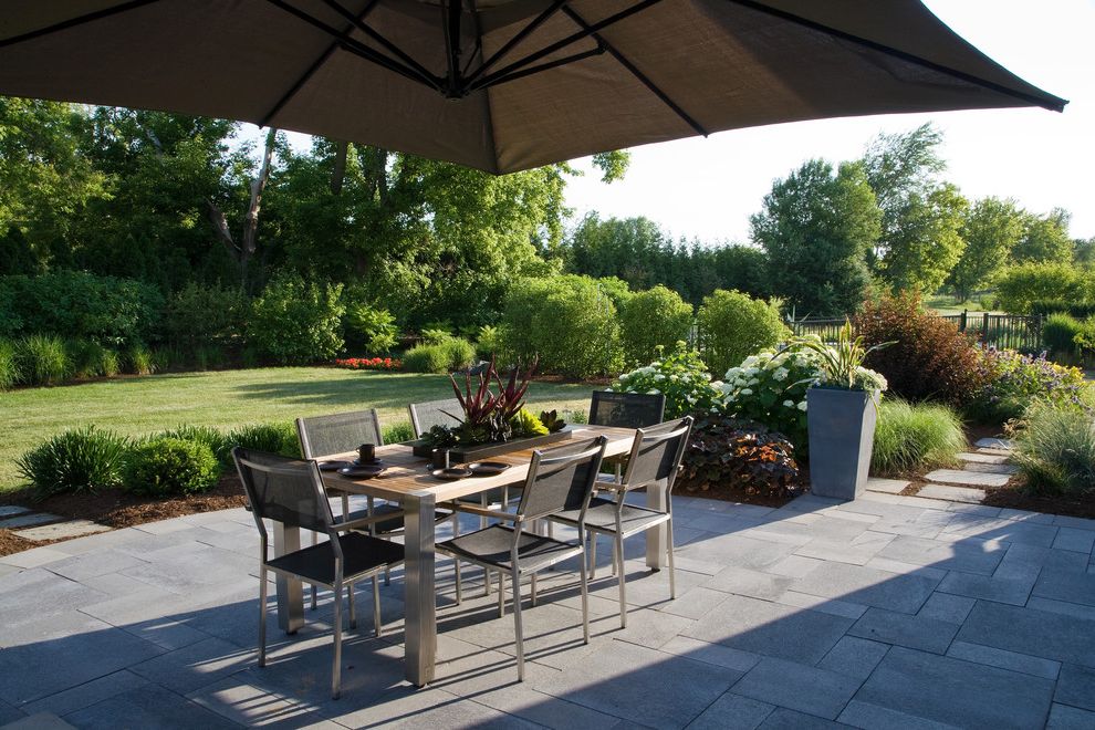 Outdoor Table with Traditional Patio Rose Bush