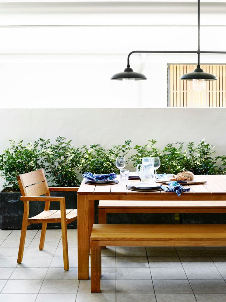Outdoor Table with Transitional Patio Timber Dining Table