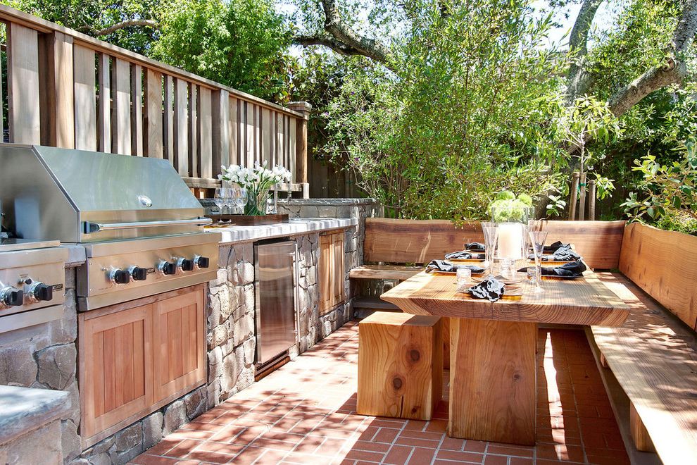 Outdoor Table with Transitional Patio Wood Table