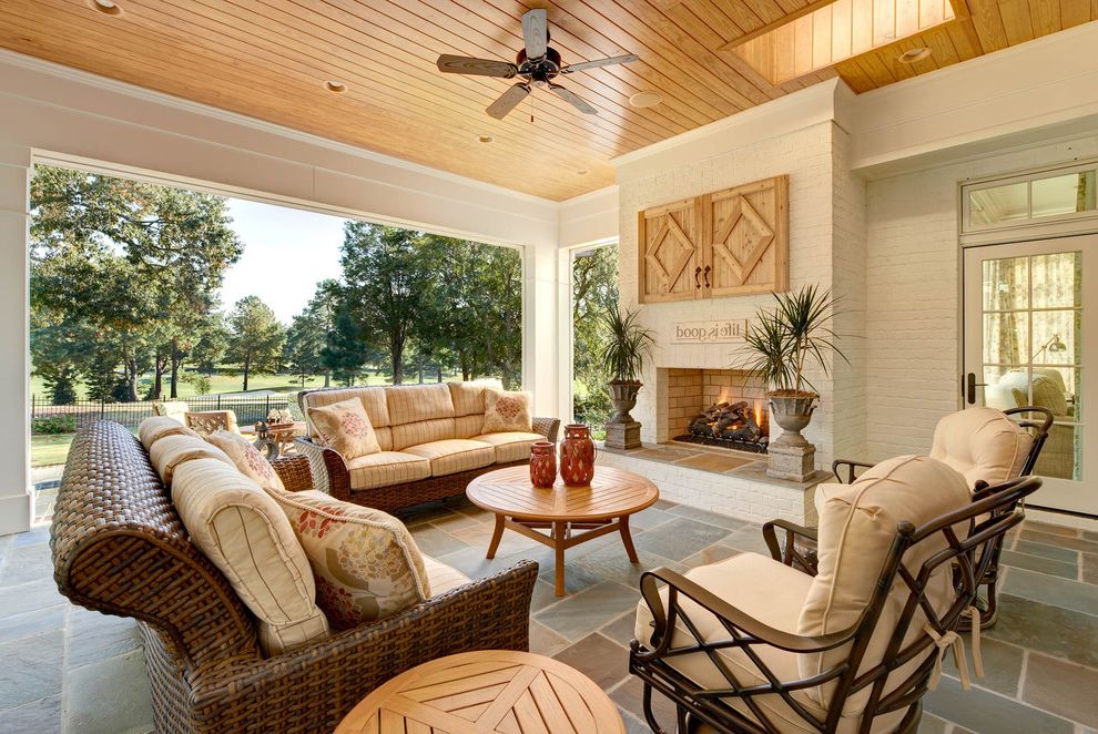 Outdoor Tv Cabinet Plans with Traditional Patio Slate Tile Floor