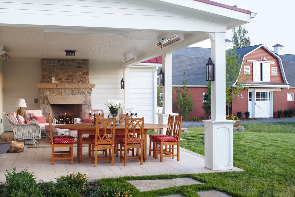 Patio Set with Farmhouse Patio Outdoor Fireplace