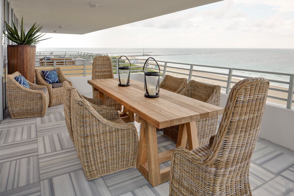 Patio Table with Beach Style Balcony Rectangular Dining Table