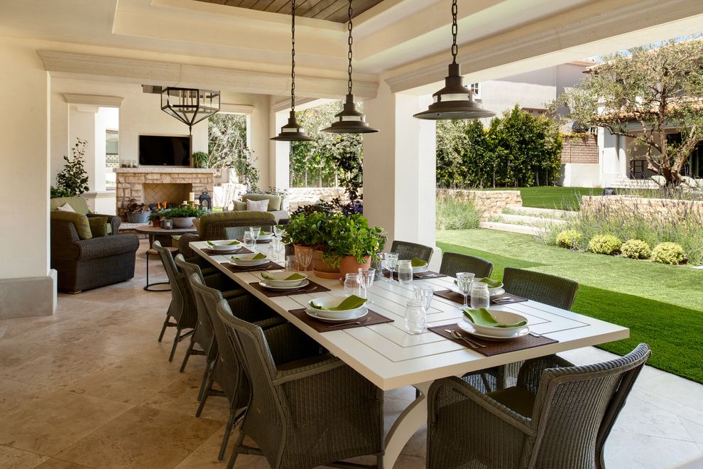 Patio Table with Mediterranean Patio Oudoor Fireplace