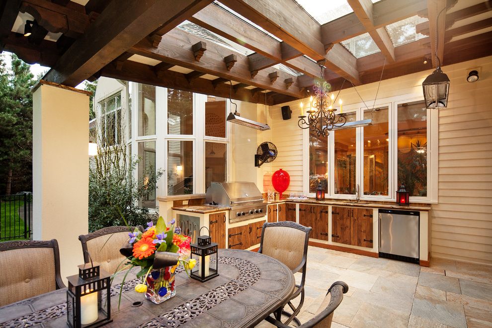 Patio Table with Mediterranean Patio Outdoor Chandelier