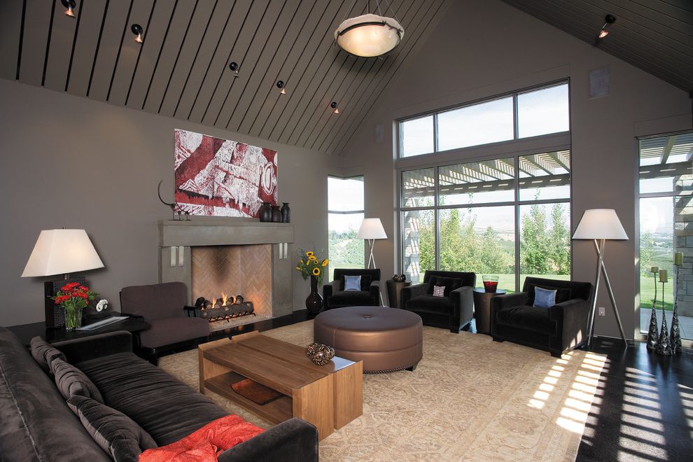 Photographer's Tripod Floor Lamp with Contemporary Living Room Armchair