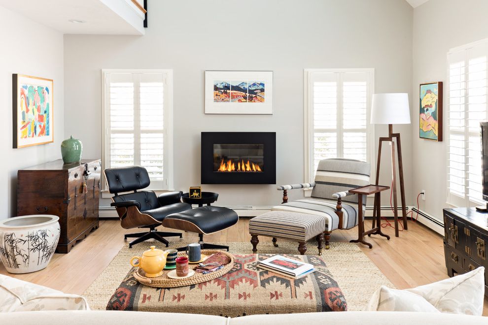 Photographer's Tripod Floor Lamp with Transitional Living Room High Ceiling
