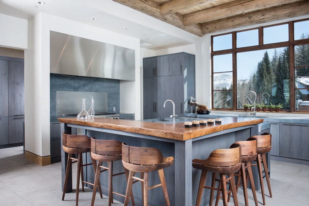Pier One Bar Stools with Rustic Kitchen Beams