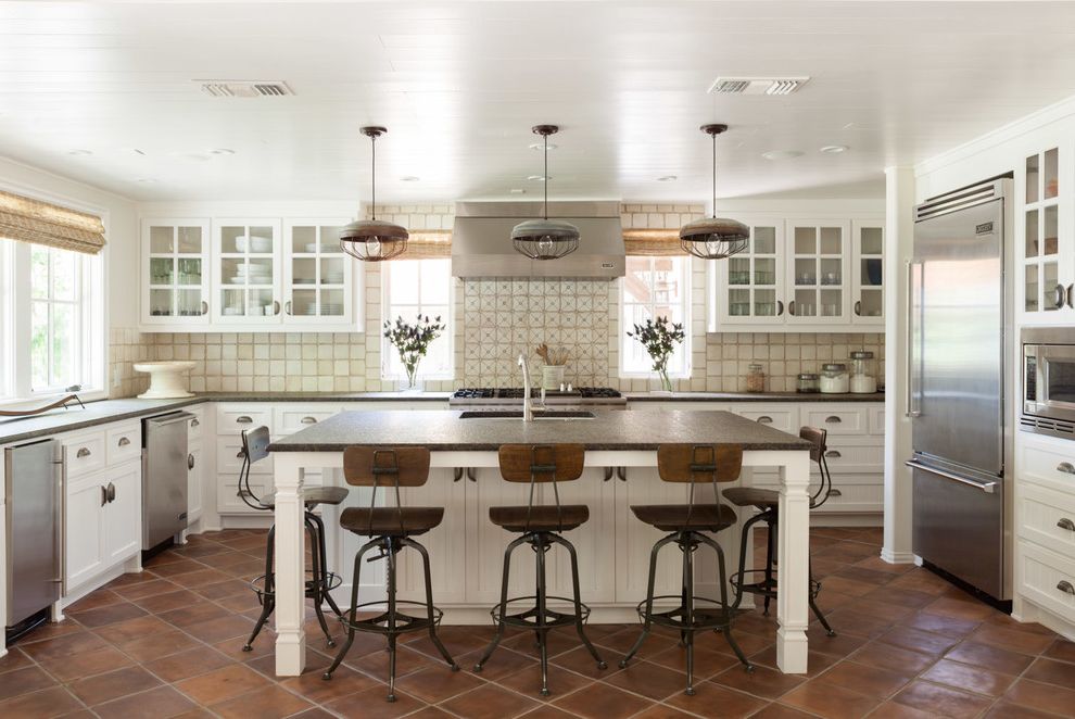 Pier One Bar Stools with Transitional Kitchen Beige Wall