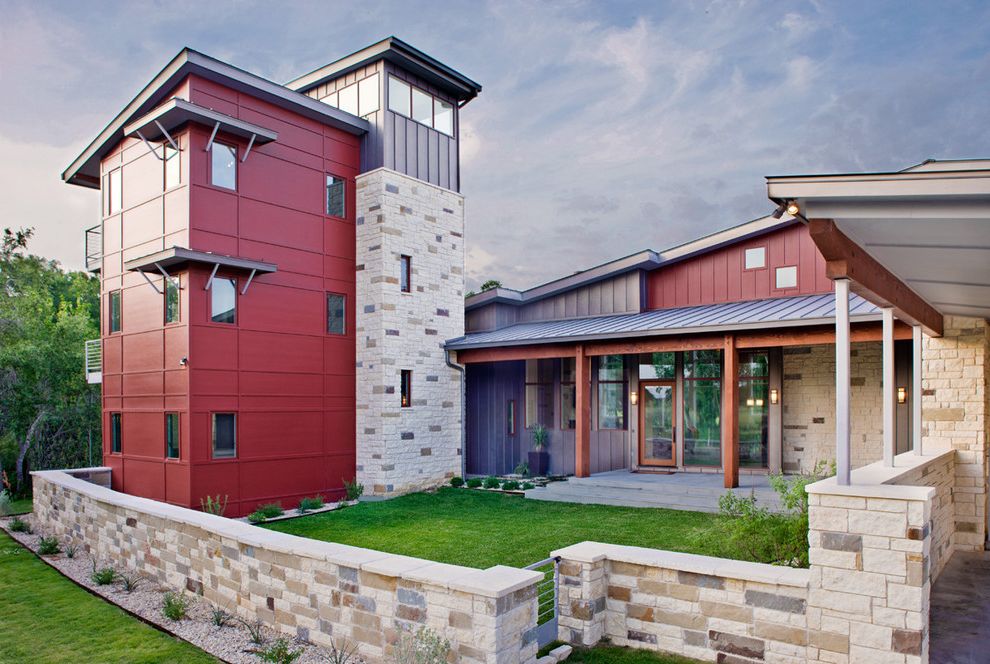 Porch Swings with Contemporary Exterior Roof Overhang