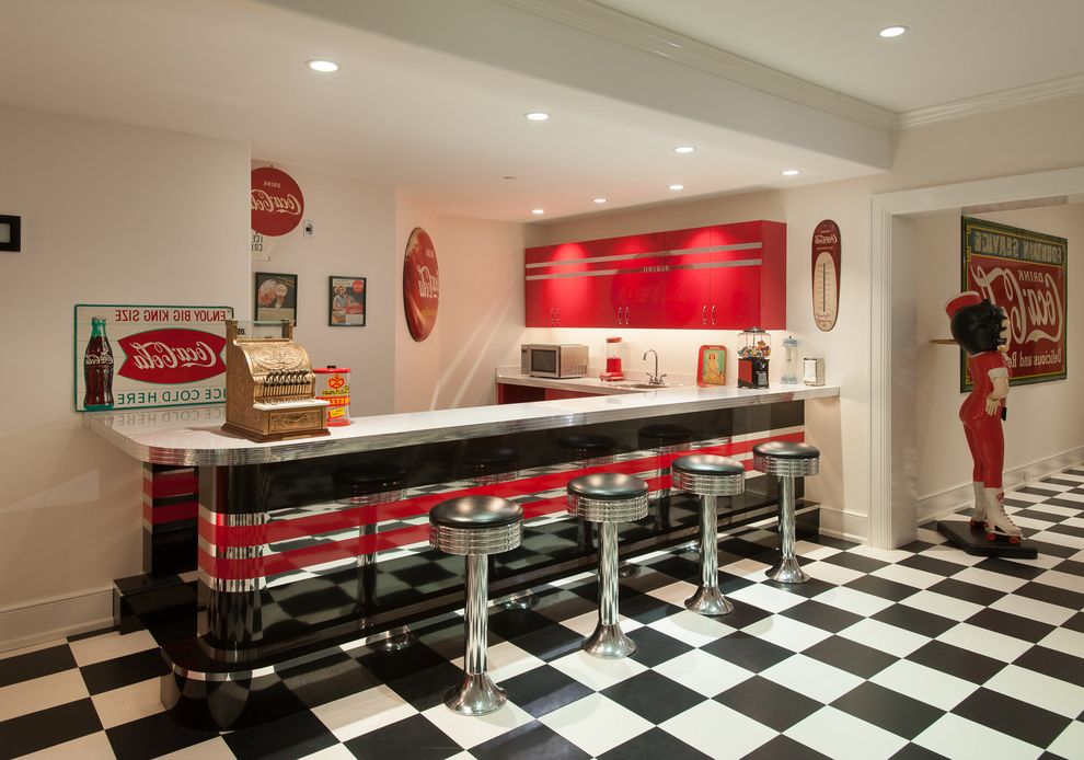 Red Bar Stools Target with Eclectic Basement Retro Style