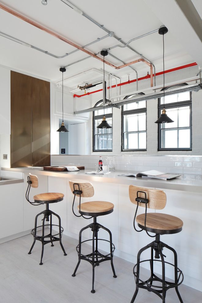 Red Bar Stools Target with Industrial Kitchen Exposed Pipes