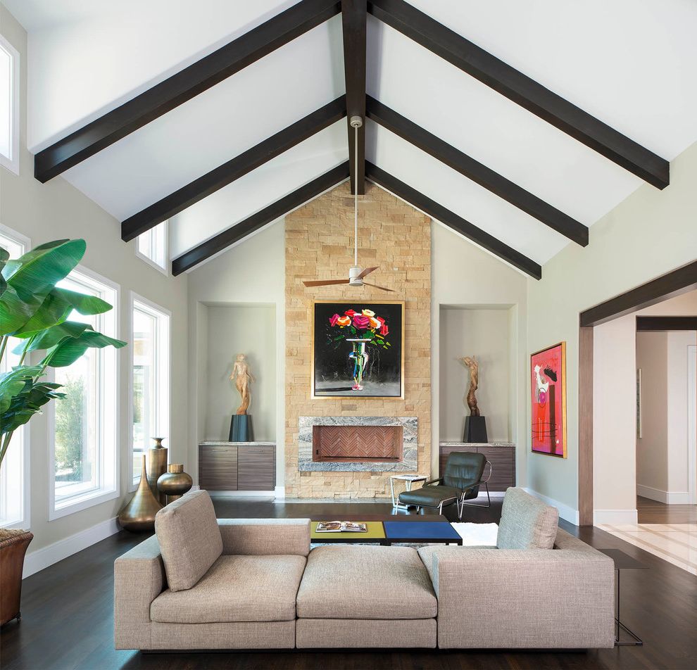 Refrigerators at Lowes with Contemporary Living Room Exposed Wooden Beams