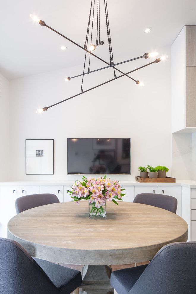 Round Table Buffet Hours with Modern Dining Room Wall Mounted Tv
