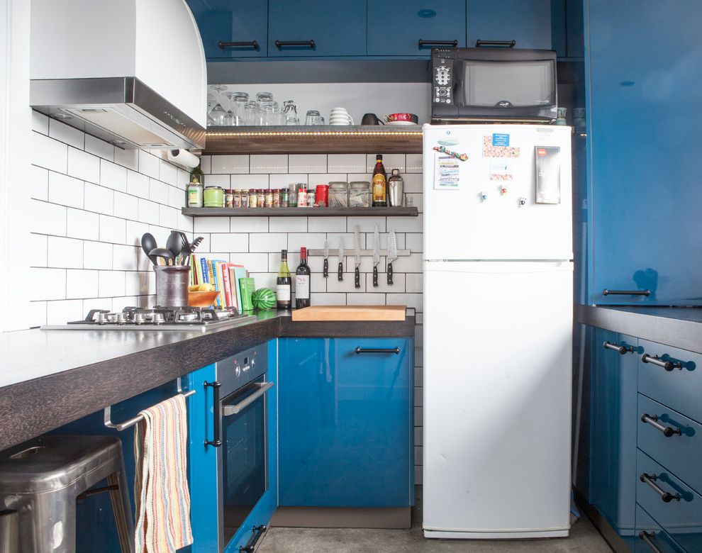 Small Refrigerator with Freezer with Contemporary Kitchen Gray Floor