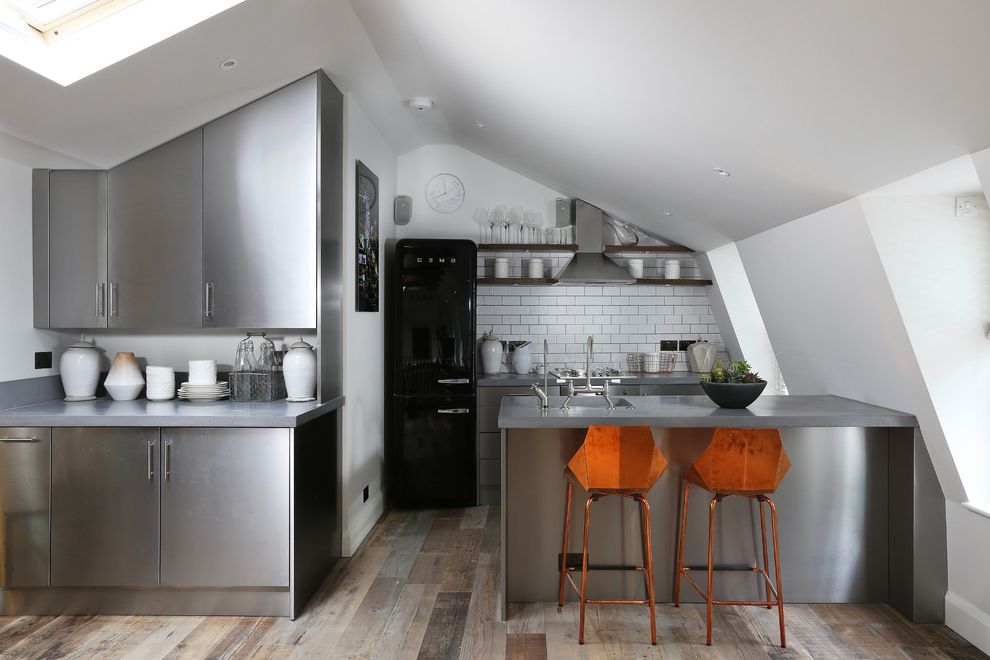 Small Refrigerator with Freezer with Contemporary Kitchen Kitchen Diner
