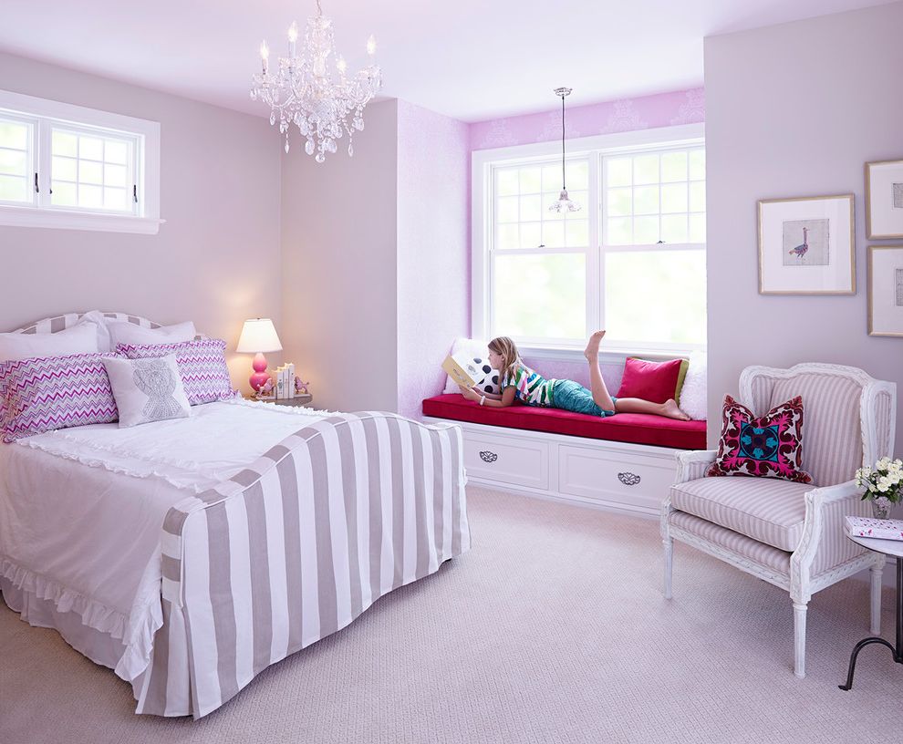 Sofia Vergara Sofa Collection with Traditional Kids Pink Wallpaper