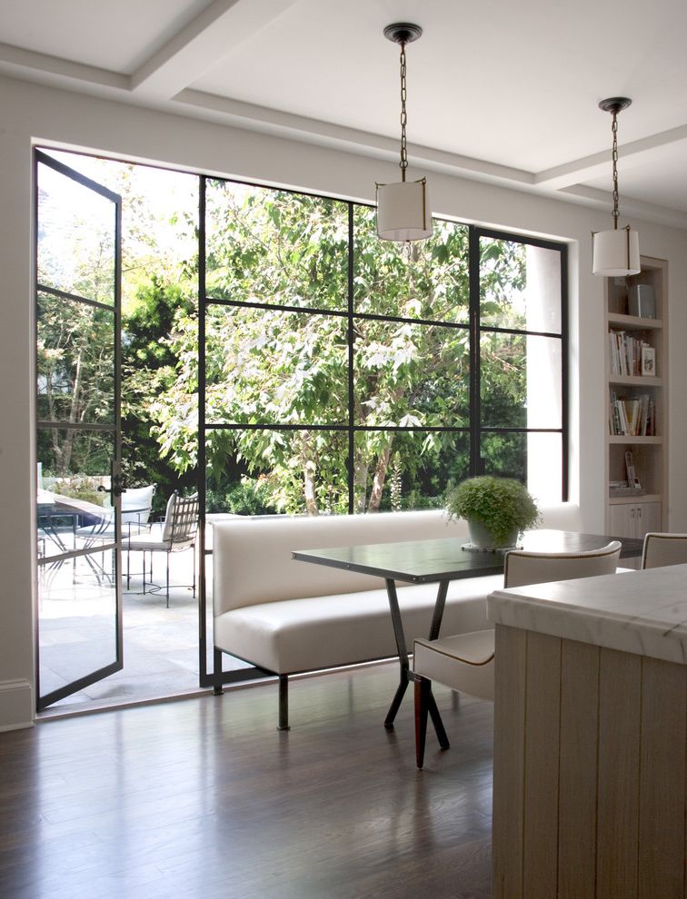 Surefit Slipcovers Loveseat with Transitional Kitchen Pendant Lighting