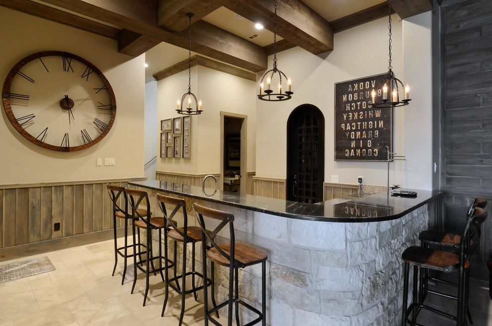 Wayfair Counter Stools with Rustic Home Bar Limestone Bar
