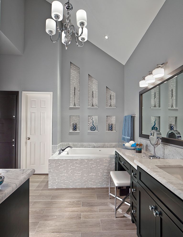 Wedding Registry Finder with Transitional Bathroom Tile Tub Surround