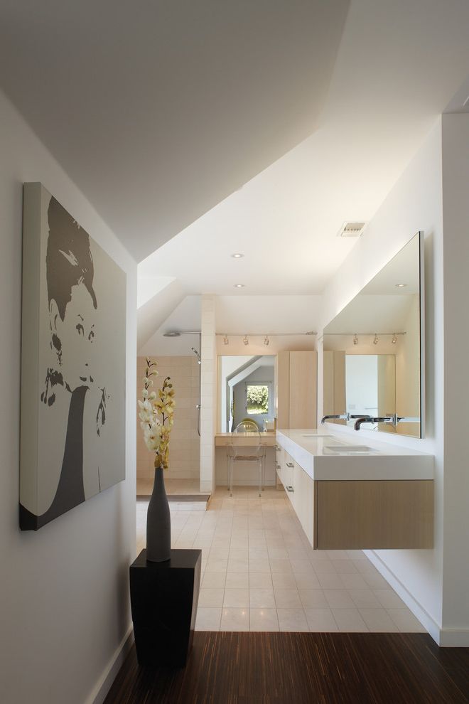 36 Bathroom Vanity Without Top Modern Bathroom with Limestone Floor Tile