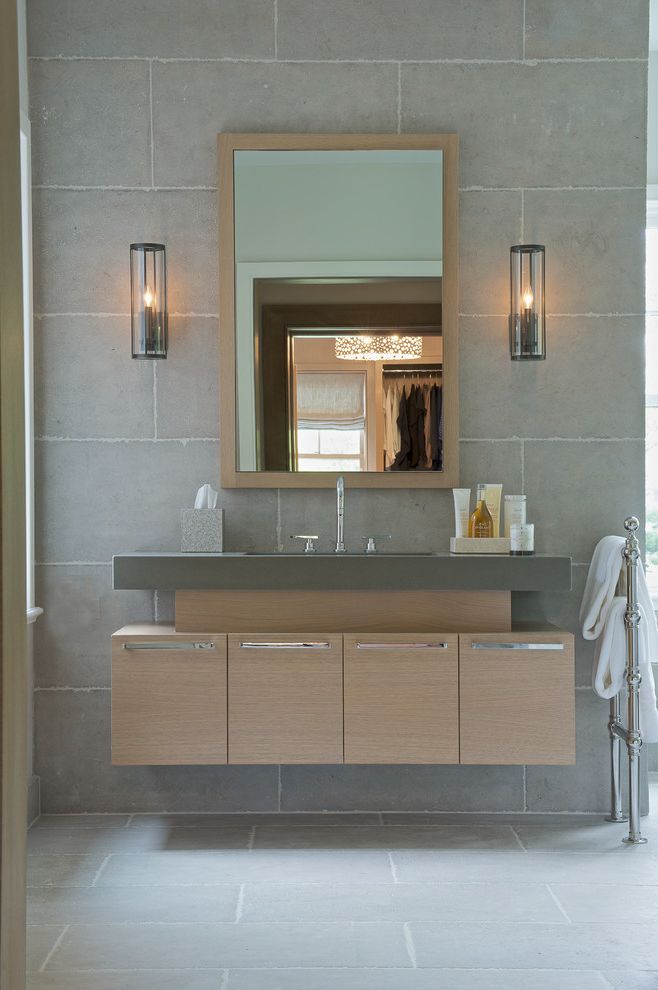 36 Bathroom Vanity Without Top Transitional Bathroom with Wall Concrete Tiles