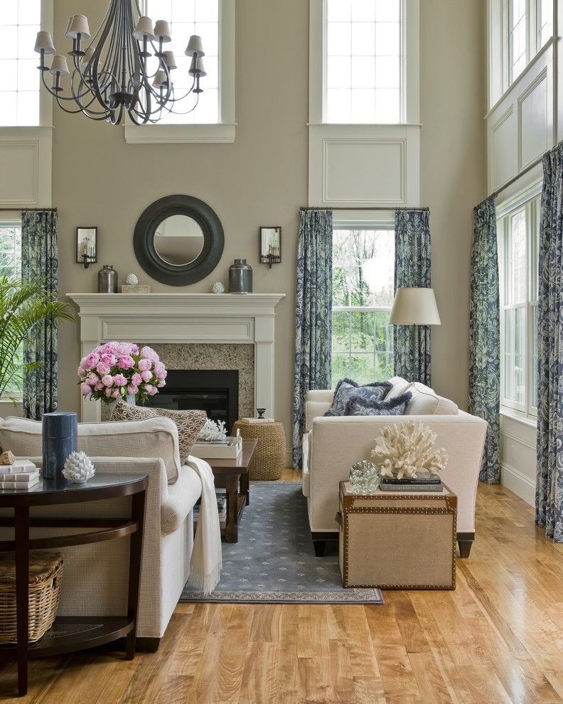 Allen and Roth Flooring Traditional Living Room with Beige Sofa