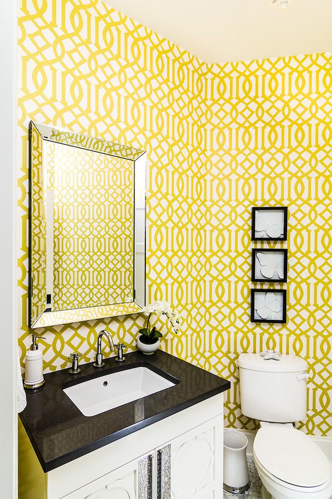 American Standard 2034.014 020 Traditional Powder Room with Bathroom Mirror