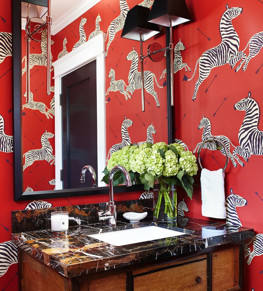 Comenity Palais Royal Transitional Powder Room with Towel Ring