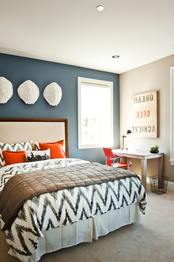 Comenity West Elm Contemporary Bedroom with Chevron Print