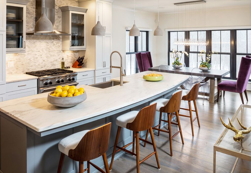 Comenity West Elm Transitional Kitchen with Concrete Dining Table