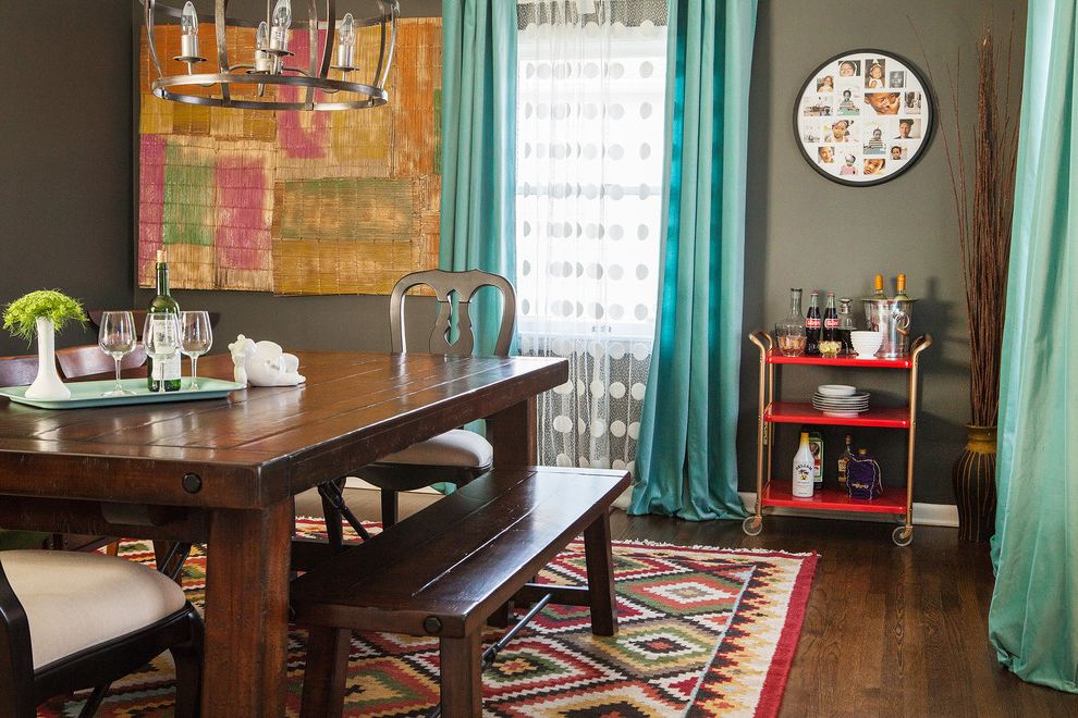 Cosco Rugs Eclectic Dining Room with Dark Wood Dining Table